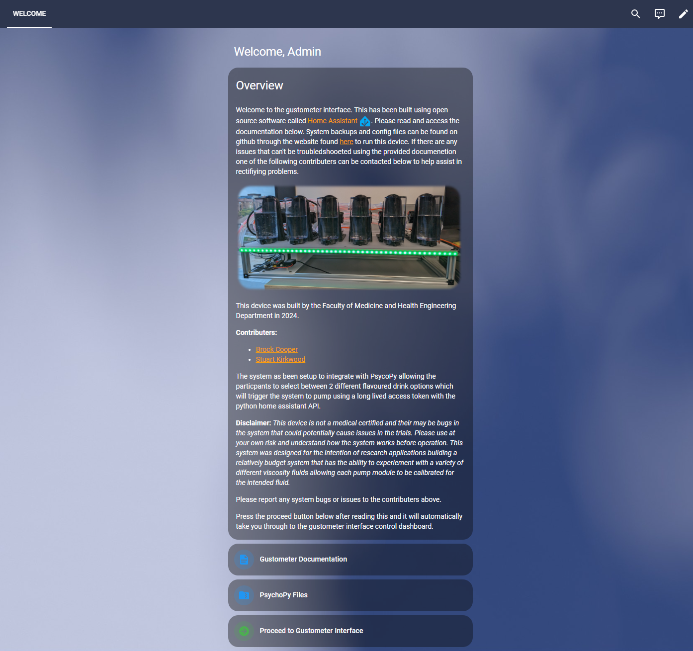 Welcome Dashboard